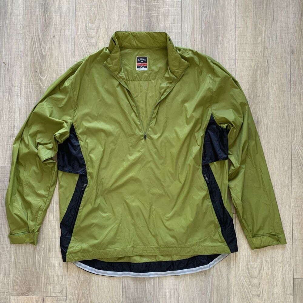 Callaway Weather Series Half Zip Windbreaker Pullover Green Black Nylon Mens XL